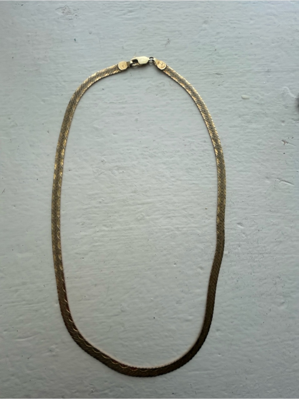 Gold Herringbone Necklace Stamp 925 CANADA 17.2 grams